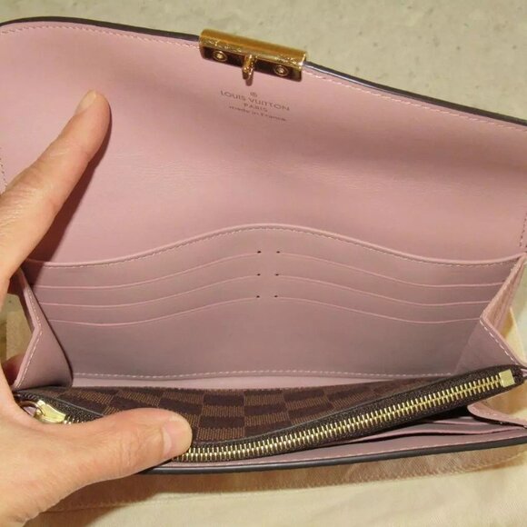 2019 Louis Vuitton FRANCE Damier Pink Croisette Pink Tassel Emilie Sarah Wallet - Picture 10 of 16